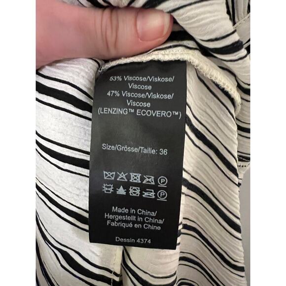 BAUM UND PFERDGARTEN Alona gathered striped crepon midi dress Sz 6 - Picture 10 of 13